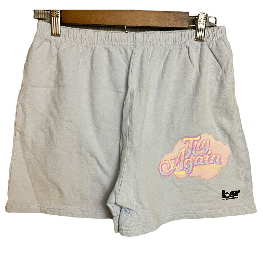 By Samii Ryan "Try Again" Light‎ Baby Blue Sweat Shorts Size Medium NWOT
